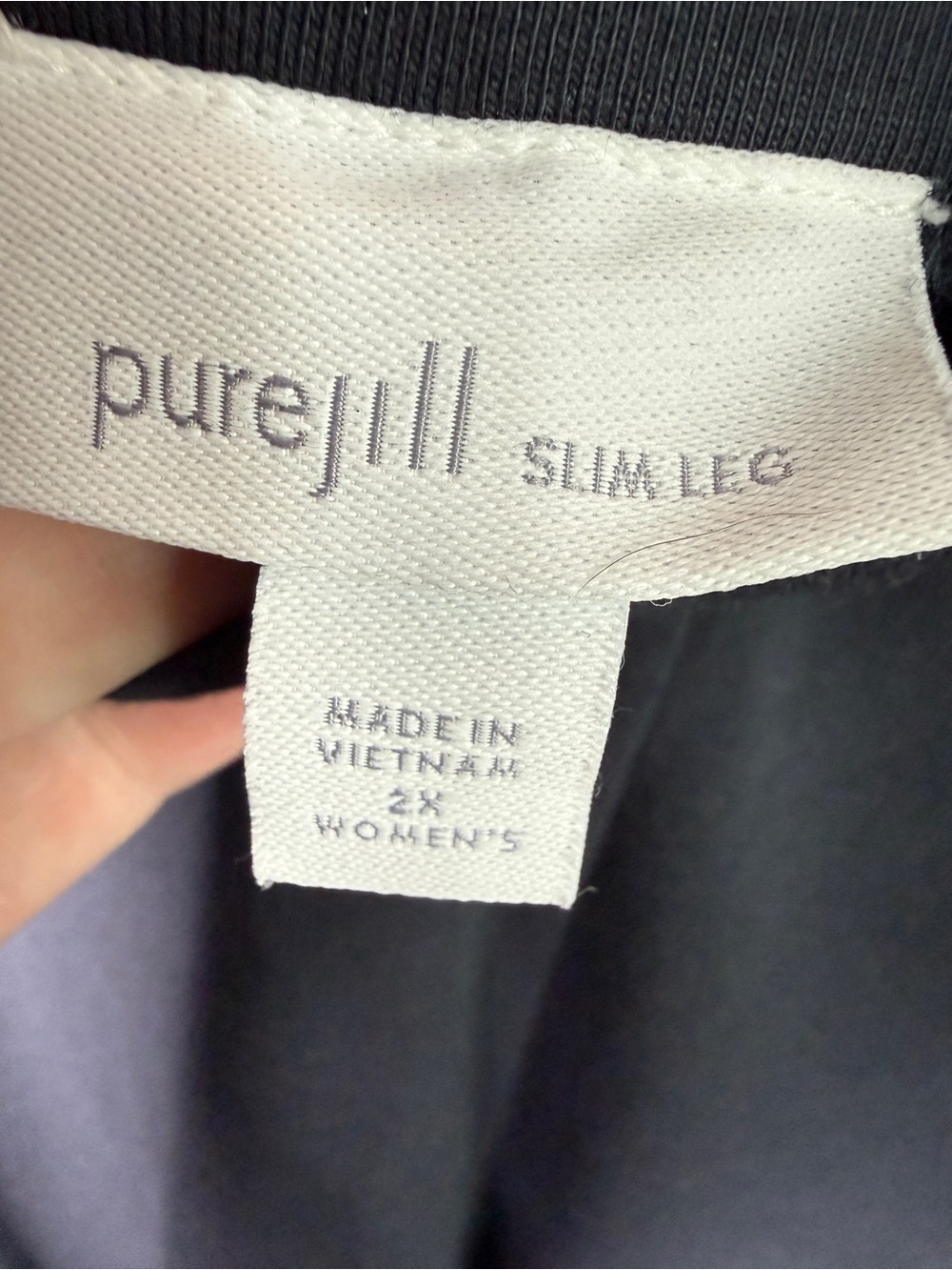 Pure Jill Slim Leg Pull On Pants Navy Pima Cotton Sz 2X - Picture 4 of 8